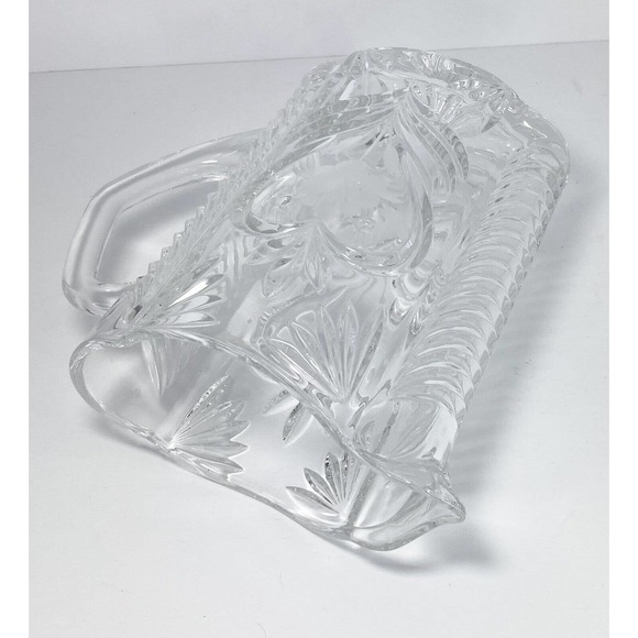 Vintage Heavy Cut-to-Clear Etched/Frosted Rose Heart Floral Crystal Pitcher, 9” - Picture 5 of 9